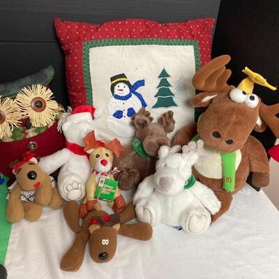 Lot #219 Holiday Pillow and Plush Figures 