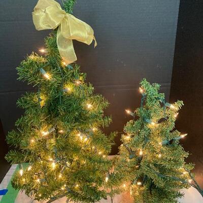Lot #220 Pair of Miniature Christmas Trees With Lights 
