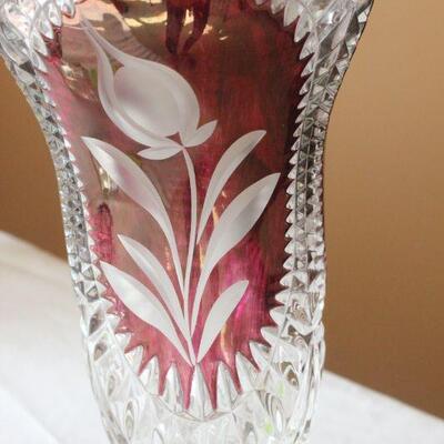 Lot 16 Med. Cranberry Lead Crystal Rose Vase