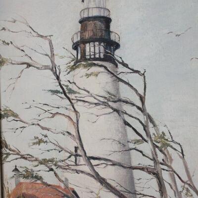 Lot 17 Org. Lighthouse Signed Oil Painting 'Dottie Reitz'