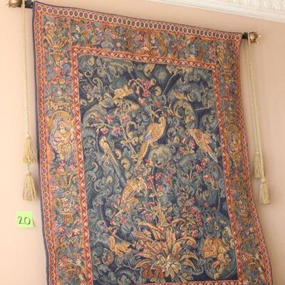 Lot 20 Lrg. Vintage Tapestry & Hanger