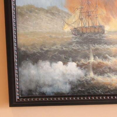 Lot 90 Extra Lrg. Oil Ship Painting