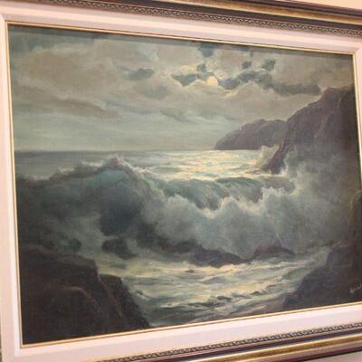 Lot 100 Old American Seascape Oil Painting Signed 'E. Church'
