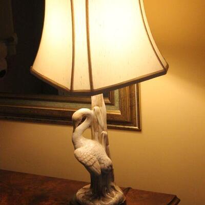 Lot 113 Ceramic Stork/Bird Vintage Table Lamp