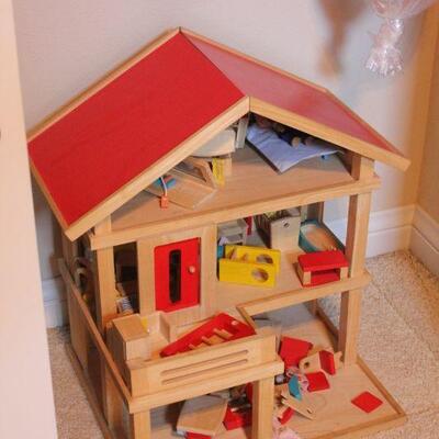 Lot 131 Huge Wood Child's Playhouse w/ Furnishings 