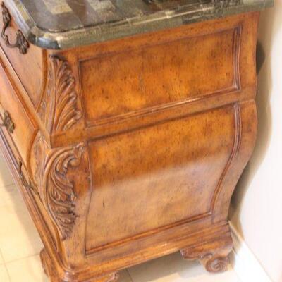 Lot 163 Solid Wood 3 Drawer Bombay Dresser w/ Granite Look Top