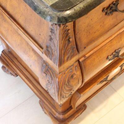 Lot 163 Solid Wood 3 Drawer Bombay Dresser w/ Granite Look Top