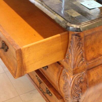 Lot 163 Solid Wood 3 Drawer Bombay Dresser w/ Granite Look Top