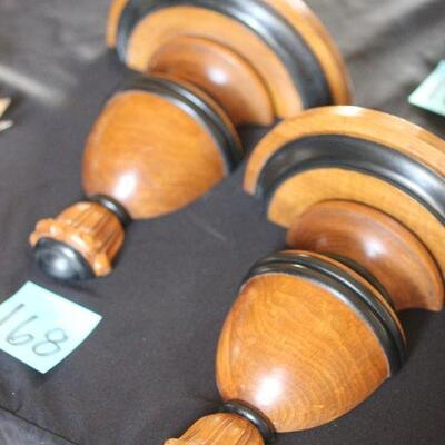 Lot 168 Made in Italy Wood 13"T Wall Sconces or Bookends