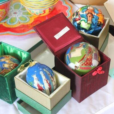 Lot 218 Christmas Glass Ornaments in Boxes
