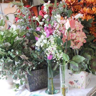 Lot 220 Vases, Artificial Floral, Faux Plants & More 
