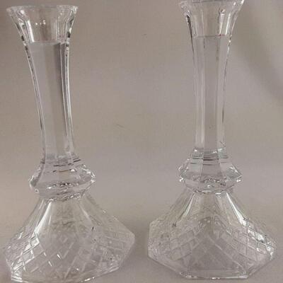 Glass Candlestick Pair