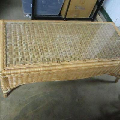 Lot 31 - Wicker Coffee Table With Glass