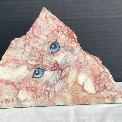Lot #261 Nan Lee Painting On Stone The Pink Persian 