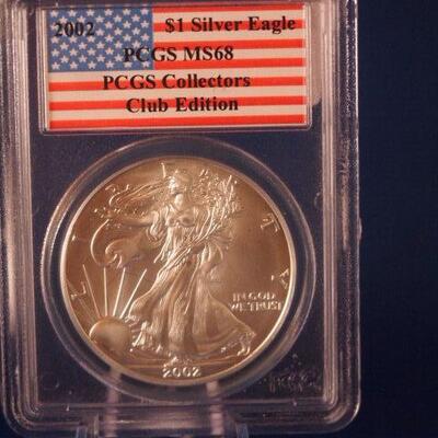 2002 $1 Silver American Eagle MS 68 158