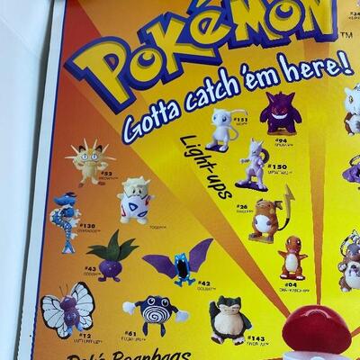 Lot# 12 S 1999 Pokémon Burger King Ad Poster Nintendo 
