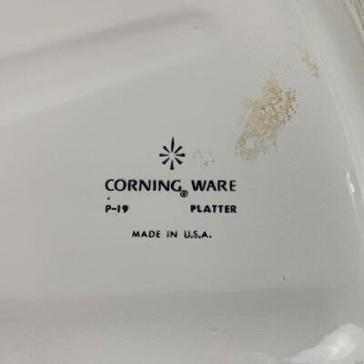 Lot# 13 Corning Ware Corn Flower Platter w/rack Serving Tray Pie Plate