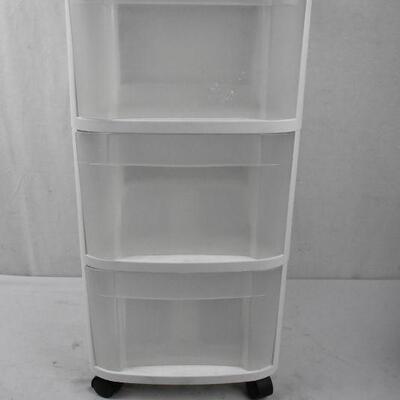 3 Drawer Rolling Cart by Sterilite, White & Clear