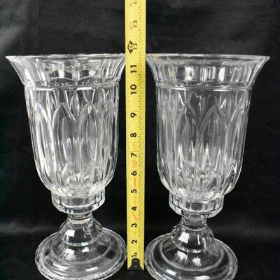 2 Large Candle Holders, Clear Cut Glass, 2pc each
