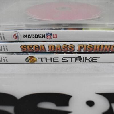 Qty 4 Wii Games - Bass, Disney Enchanted Journey, Madden 11, The Strike