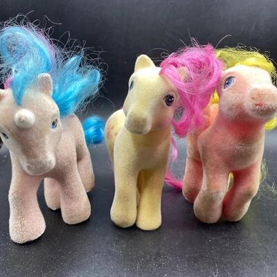 Set of 3 Flocked My Little Pony So Soft Fuzzy Ponies