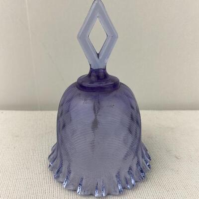 Lot# 16 S Vintage Fenton Wisteria Violet Purple Bell Threaded Diamond Optic Ruffled Rim