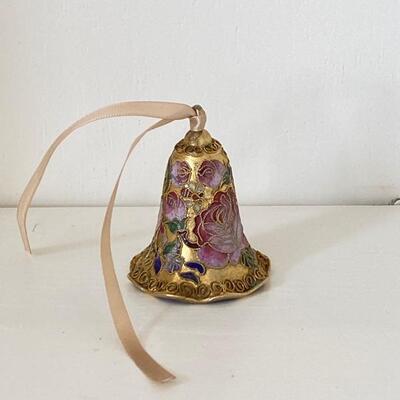 3” Enamel Gold Floral Bell / Ornament
