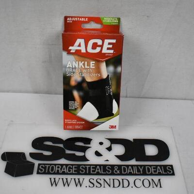 ACE Brand Adjustable Ankle Brace w/ Side Stabilizers - New
