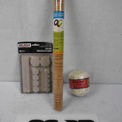 3 pc Kitchen/Home: Felt pads, QuickCover contact paper, & Butcher twine - New