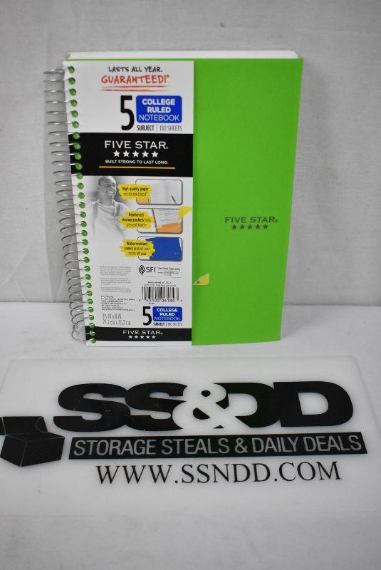 Mead Five Star 5Subject CollegeRuled Notebook, Bright Green, 9.5"x6