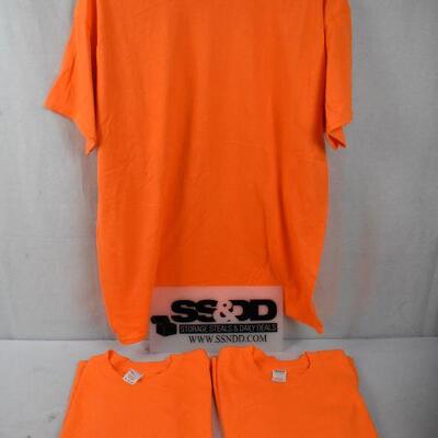 Qty 3 Bright Orange Short Sleeve T-Shirts by GIldan, Men's XL. No tags - New