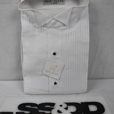 Neil Allyn Tuxedo Shirt, White. Size Large 34/35 - New