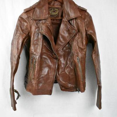 Brown Leather Moto Jacket, Women's Size Medium, Super Soft - New