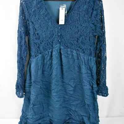 Women's Long Shirt/Short Dress. Dark Teal by Miami, Size Large - New