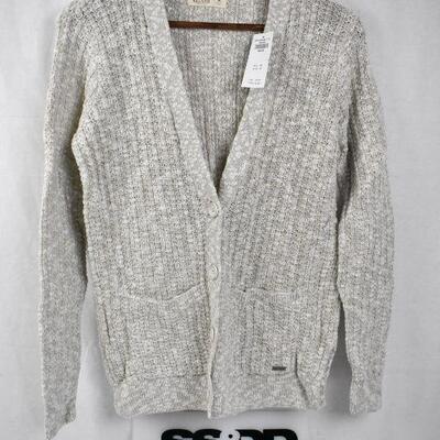 Women's Tan Cardigan Sweater Hollister. Medium, 4 Buttons, 2 front pockets - New