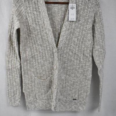 Women's Tan Cardigan Sweater Hollister. Small, 4 Buttons, 2 front pockets - New