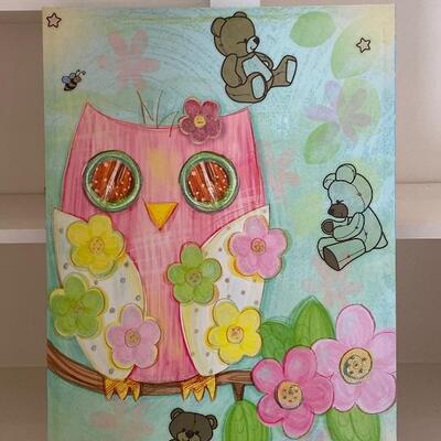 Owl and Teddys Canvas Print
