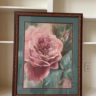 Framed Pink Rose Picture 