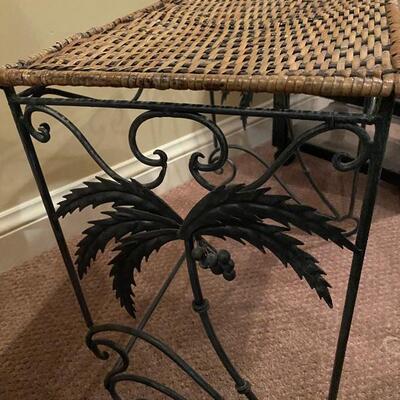 Light wicker and metal plant stand 