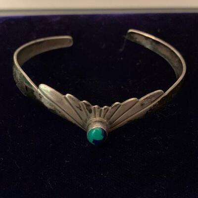 S.J Sterling cuff bracelet with round turquoise Selena Jake