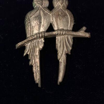 Vintage Sterling Parrot pin / Love birds?