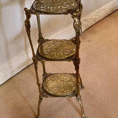 LOT 327  BRASS 3 TIER PLANT STAND 