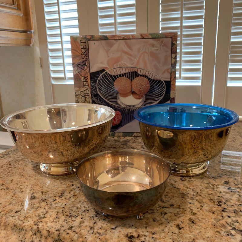 LOT 330 SILVER PLATE BOWLS & BASKET