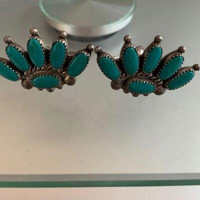 Sterling & Turquoise Clip On earrings