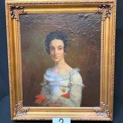 LOT#3: Believed to be 18th Century English School Portrait of a Lady #1