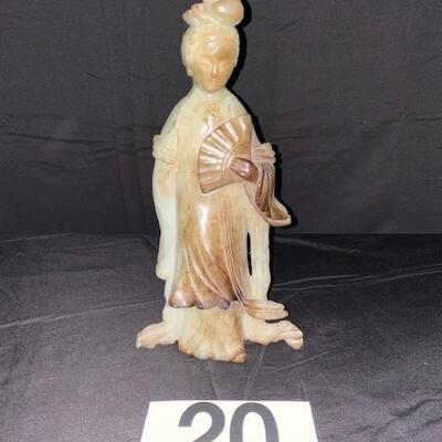 LOT#20: Carved Chinese Jade Statue Holding Fan