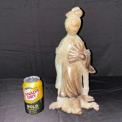 LOT#20: Carved Chinese Jade Statue Holding Fan