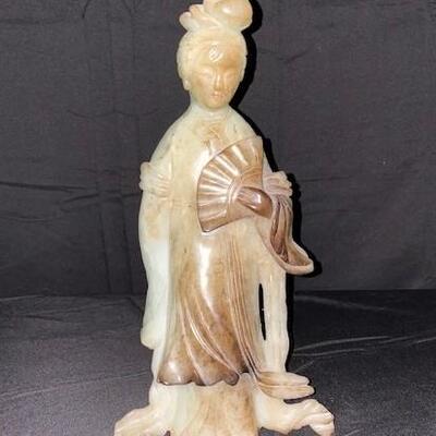 LOT#20: Carved Chinese Jade Statue Holding Fan