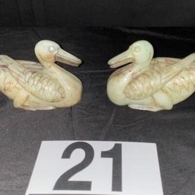 LOT#21: Pair of Carved Jade Ducks