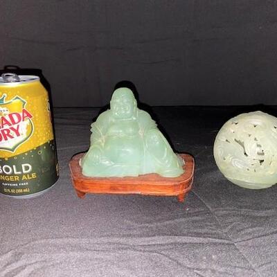 LOT#24: Pierced Jade Ball & Buddha